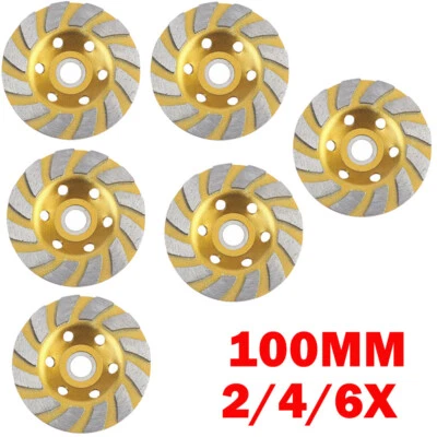 2/4/6x 100mm 4-Inch Diamond Segment Grinding Disc Cup Wheel For Marble Concrete - Image 1 of 4