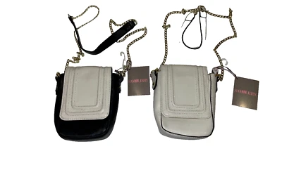Sam Libby Crossbody Bag Purse Black Beige Leather Gold Chain Snap Closure - Image 1 of 4