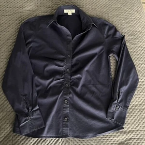Jennifer and Grace Women's Top Blouse small Button down navy - Picture 1 of 7