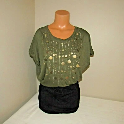 Camisa de vestir con falda adornada Vera Moda Top oliva/negro 160/80A nueva con etiquetas Foto 1 de 4