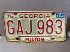 Vintage 1976 Fulton Co. Georgia License Plate