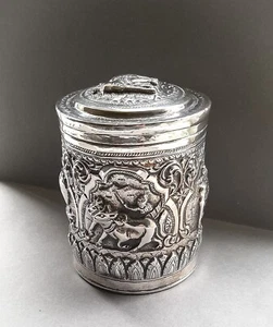 Antiker seltener 950er Burmesischer Betelnuss Kanister Ende 19. Jahrhundert - Bild 1 von 8