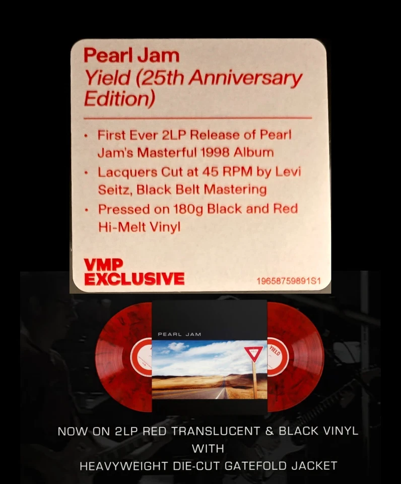 Pearl Jam Yield 45 RPM VMP 25th Anniversary 180Gm Red & Black Color 2LP SEALED - Image 1 of 4