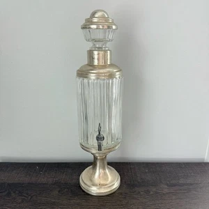Antik | Absinth Brunnen Spender Dekanter gerippt Klarglas Silber Italien - Bild 1 von 10