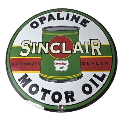 Vintage Sinclair Opaline Sign - Oil Can Porcelain Advertisement Porcelain Sign - Image 1 of 4