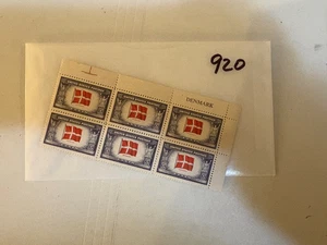 U. S. Stamp  Plate Block 920 - Overrun Countries -  Denmark - Picture 1 of 1