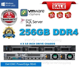 Dell PowerEdge R640 44-Core GOLD 6152 256GB DDR4 1.92TB SSD   2x8TB SAS 3.5" LOT - Picture 1 of 12