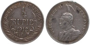 Deutschland - DOA Deutsch Ostafrika 1/4 Rupie 1912 J - Bild 1 von 1