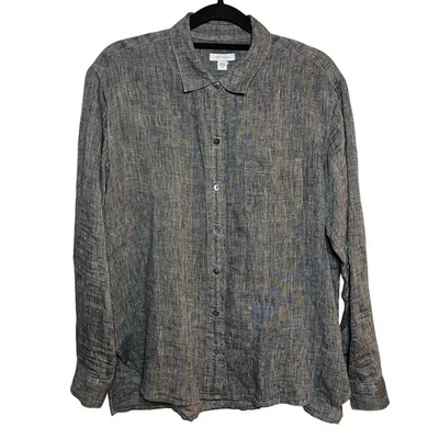 J Jill 100% Love Linen Button Up Long Sleeve Shirt Gray Sz XS Office Lightweight - Image 1 of 4