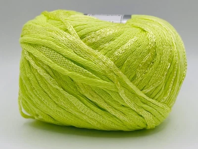 Summertime Pistachio Green 83235 Ice Yarns DK Cotton Blend Ribbon Yarn 50g 136y - Image 1 of 4
