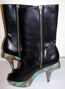 Nuevas Botas CHANEL París-Shanghai 10A Piel de Cordero con Plata Turquesa/Dorada - Imagen 1 de 1