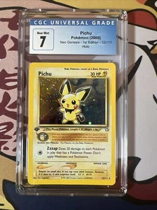 Pokémon TCG 2000 Pichu Neo Genesis 12/111 Holo 1st Edition CGC 7 Near Mint - Picture 1 of 2