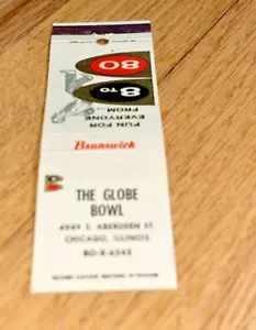 Alter Streichholzbucheinband THE GLOBE BOWL 4949 S. Aberdeen St., CHICAGO - Bild 1 von 3