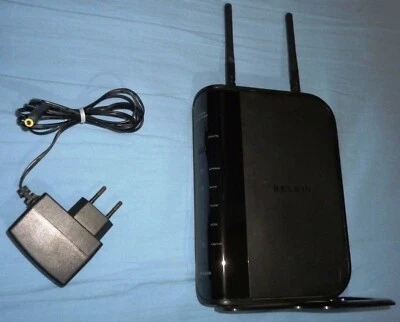 BELKIN F5D8636-4 v2 N Wireless MODEM ROUTER ADSL  wi-fi 4x LAN doppia antenna - Immagine 1 di 4