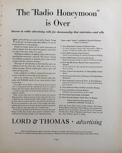 1935 Lord & Thomas Advertising “The Radio Honeymoon Is Over” Original Print Ad - Picture 1 of 3