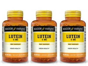 3 X 60 = 180 Softgel Lutein 6 mg Cholesterol Free Vision Health Eyes support - Picture 1 of 2