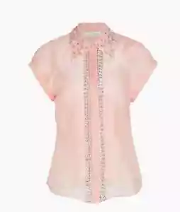 NWT Zimmermann Matchmaker Diamante Linen & Silk Shirt Size 1 AU/6 US - Picture 1 of 9
