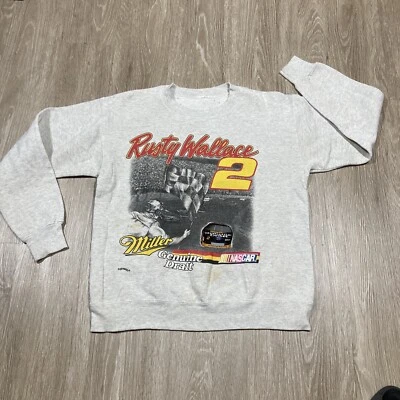 Suéter Rusty Wallace M Años 90 00 Y2k Nascar Miller Draft Carreras Pullover Cuello Redondo Foto 1 de 4