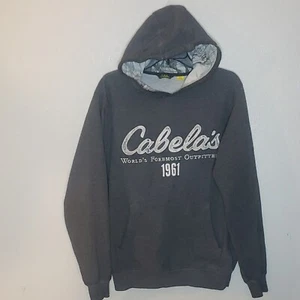 Cabelas Hooded Pullover Sweatshirt Hoodie Mens Small Gray Pocket Hunting  - Picture 1 of 8