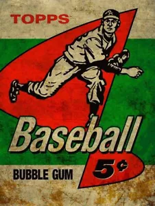 1958 TOPPS BASEBALL 5¢ BUBBLE GUM HEAVY DUTY USA MADE METAL ADVERTISING SIGN - Picture 1 of 1
