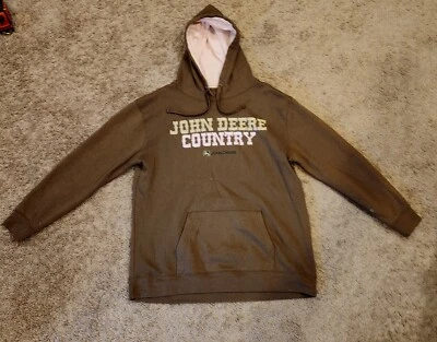 John Deere Country Brown And Pink Pullover Fleece Hoodie Large Has Spots - Image 1 of 4
