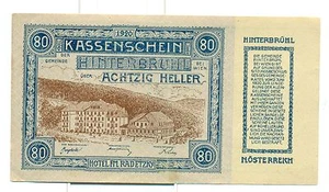 OLD AUSTRIA EMERGENCY PAPER MONEY - HELLER HINTERBRUHL 80 blue - Imagen 1 de 1