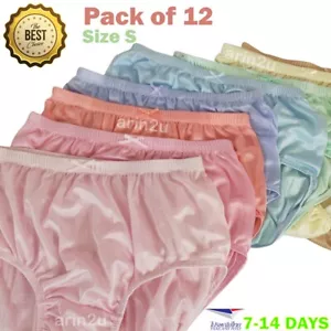 x12 Damen Herren hohe Taille Unterwäsche Größe S seidig Nylon Dessous Höschen Slip - Bild 1 von 9
