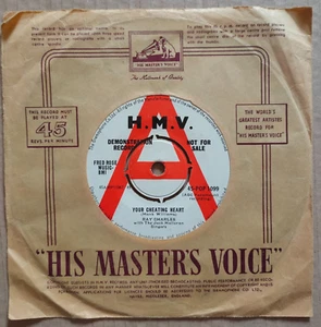 RAY CHARLES - YOUR CHEATING HEART / YOU ARE MY SUNSHINE RARE UK PROMO 1962 HMV - Picture 1 of 5
