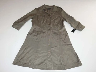 Jones Нью-Йорк женская рубашка платье размер 16 новый с Ярлыками 3/4 рукава теплый серо-коричневый JNY - Изображение 1 из 4