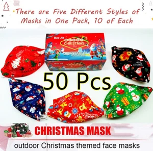 50 Pcs Face Mask Mouth & Nose Protector Respirator Christmas Masks USA seller - Picture 1 of 4