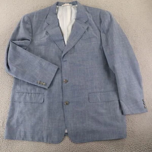 VTG Hopsack Jacket 3XL 3XLT Blue Heather 100% Wool Blazer Sport Coat 56L - Picture 1 of 16