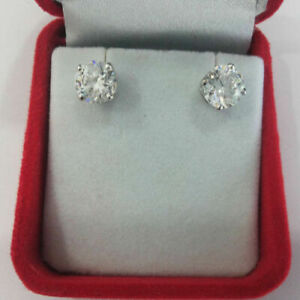 2.00 Carat Round Cut Solitaire Diamond Earring 925 Sterling Silver Stud 52HBG