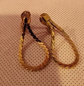 Dainty Vintage signiert Monet Goldton Herringbone Kette Drop Clip On Ohrringe - Bild 1 von 4