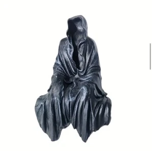 Mini Grim Razziatore Figura 2,5"" Cappuccetto Morte Scuro Gotico Seduta Halloween - Foto 1 di 5