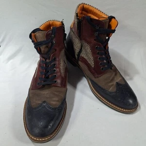 US 8.5 eu 42 Florsheim mens contrast patch lace up zip ankle shoes boots - Picture 1 of 5
