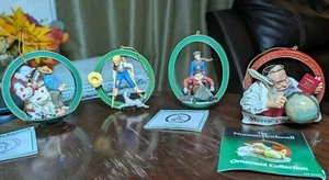 Set 4 Norman Rockwell Ornament Collection Collectibles Danbury Mint 1980's - Picture 1 of 24