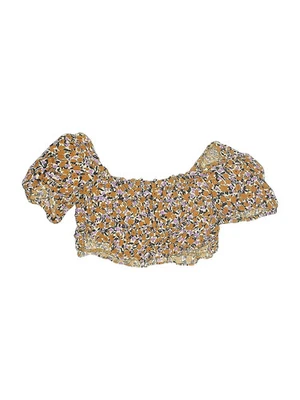 Blusa de manga corta dorada para niñas Zara 7 Foto 1 de 2