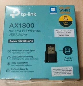 TP-Link Archer AX1800 Nano Wi-Fi 6 Wireless USB Adapter ARCHER TX20U NANO - Foto 1 di 2