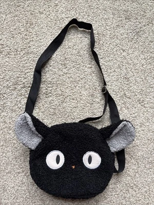 Kawaii Black Cat Plushie Face Crossbody Purse Zippered Pouch Adjustable Straps - Image 1 of 4