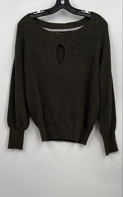 Женский коричневый пуловер с длинным рукавом New York & Co. с замочной скважиной размер средний - Изображение 1 из 4