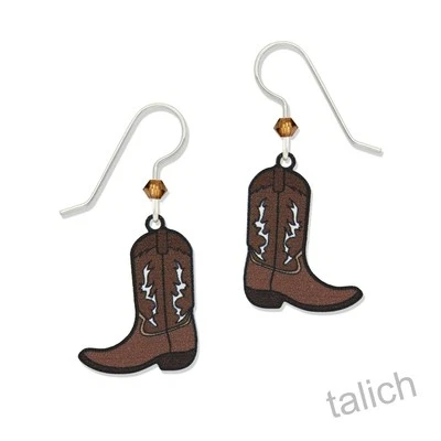 Pendientes Sienna Sky Plata Esterlina Gancho Marrón Botas Vaqueras Ligeras Únicas Foto 1 de 4