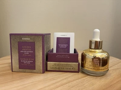 Korres Golden Krocus Ageless Saffron Elixir 1.01 Fl oz. 30mL Face Serum Opened - Image 1 of 4