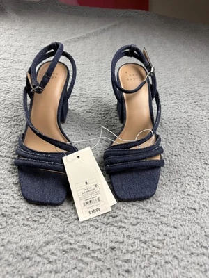 A New Day Zapatos Mujer Talla 8 Azul Denim Tacón Bloque Sandalias Punta Cuadrada Katana Foto 1 de 4