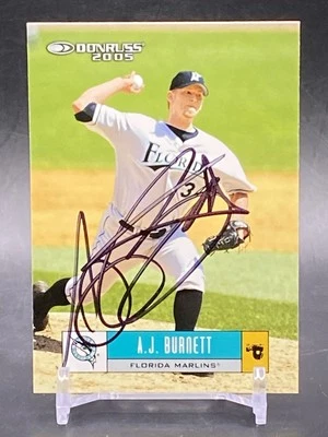 2005 Donruss #188 A.J. Burnett On Card Auto Florida Marlins Baseball Card - Image 1 of 2