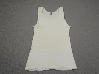 Camiseta sin mangas BVD vintage para hombre grande L crema acanalada años 80 90 hecha en EE. UU. Foto 1 de 4