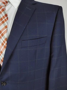 Blazer Abrigo Deportivo Chaqueta Lauren Ralph Lauren 42R Azul Marino Cuadros Lana - Imagen 1 de 20