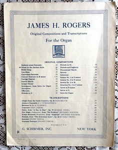 Arioso In The Ancient Style Sheet Music for Organ James H. Rogers - Picture 1 of 3