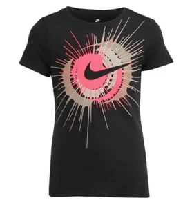 Nike Girls Sportswear Logo Swoosh Paint Splatter in Black/Pink, Size : X-Small - Picture 1 of 2