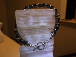 HANDGEMACHTES HERRENARMBAND 9" 10 MM KNOCHENSTIL HÄMATIT STERLINGSILBER - Bild 1 von 7