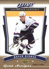 2007-08 (CANUCKS) Upper Deck MVP Gold Script #68 Kevin Bieksa/100